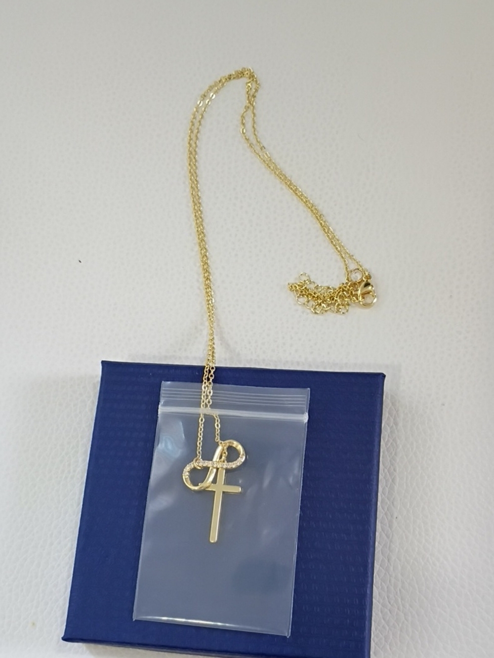 Gold Cross & Infinity Pendant Necklace - Unbranded